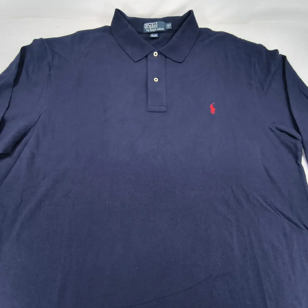 Polo by Ralph Lauren Collared Long Sleeve Polo Shirt Mens Size 2XLT Navy Red